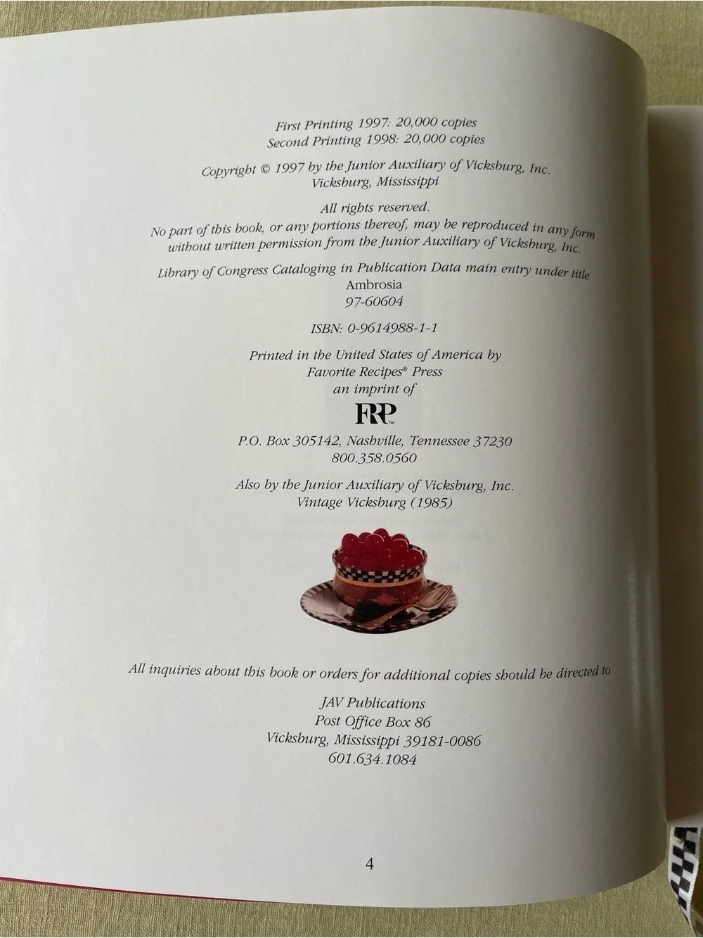 “Ambrosia: A Deep South Mixture of Homes Recipes & History” Jr Auxiliary 1997
